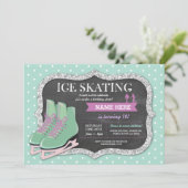 ミントアイススケートで滑るバースデーパーティーリンクスケート招待状 招待状 (スタンド正面)