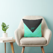 ミントアイスブルーとブラックモノグラム クッション (椅子)