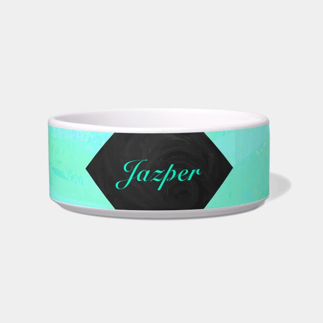 ミントアイスブルーとブラックモノグラム ボウル (正面)