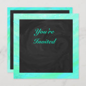 ミントアイスブルーとブラックモノグラム 招待状 (正面/裏面)