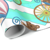 ミントアイスブルーシェブロンパターインベビー ラッピングペーパー (ロールコーナー)