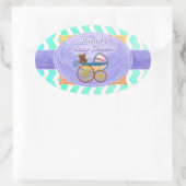 ミントアイスブルーシェブロンパターインベビー 楕円形シール (バッグ)