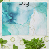 ミントアクアインクマーブル キッチンタオル (折り畳み)