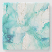 ミントアクアインクマーブル ストーンコースター (正面)