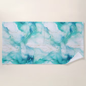 ミントアクアインクマーブル ビーチタオル (正面)