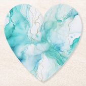 ミントアクアインクマーブル ペーパーコースター (正面)