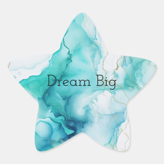 ミントアクアインクマーブル 星シール (正面)