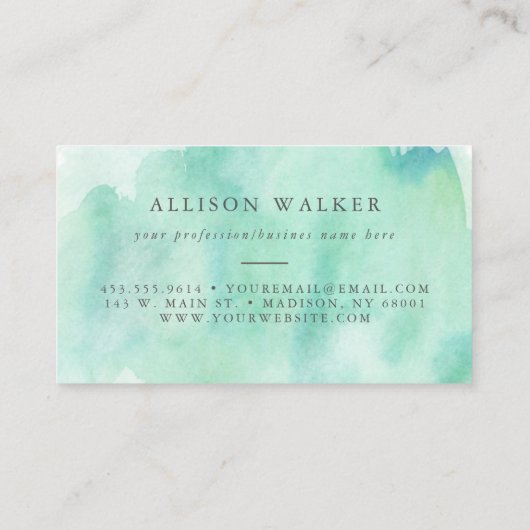 ミントアクアウォーターカラーモダンプロフェッショナル 名刺 (裏面)