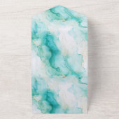 ミントアクアグラムエレガント金ゴールド大理石 オールインワン招待状 (外側)