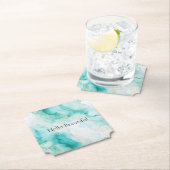 ミントアクアグラムエレガント金ゴールド大理石 ペーパーコースター (インサイチュ)