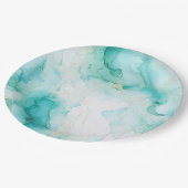 ミントアクアグラムエレガント金ゴールド大理石 ペーパープレート (アングル)