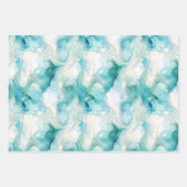 ミントアクアグラムエレガント金ゴールド大理石 ラッピングペーパーシート (正面3)