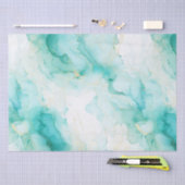 ミントアクアグラムエレガント金ゴールド大理石 薄葉紙 (クラフト)