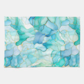 ミントアクアパール金ゴールドマーブル キッチンタオル (横)