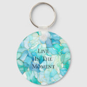 ミントアクアパール金ゴールドマーブル キーホルダー (正面)