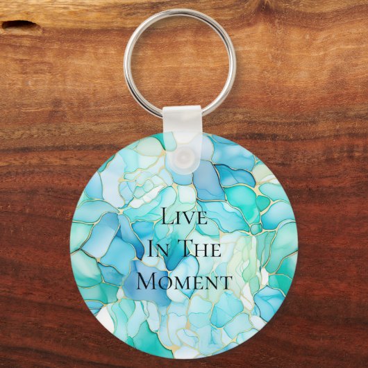 ミントアクアパール金ゴールドマーブル キーホルダー (正面)