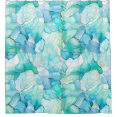 ミントアクアパール金ゴールドマーブル シャワーカーテン (正面)