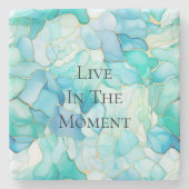 ミントアクアパール金ゴールドマーブル ストーンコースター (正面)