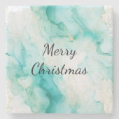 ミントアクアパール金ゴールドマーブル ストーンコースター (正面)