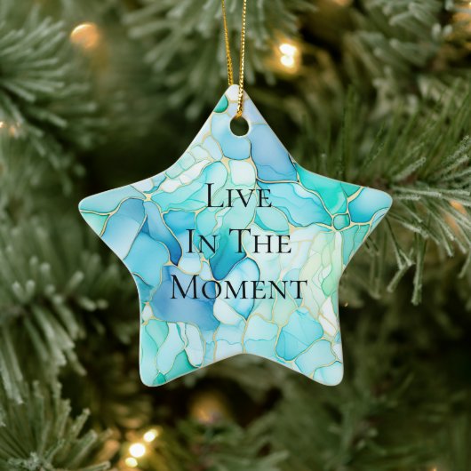 ミントアクアパール金ゴールドマーブル セラミックオーナメント (ツリー)