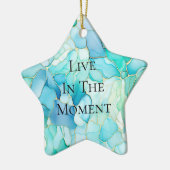 ミントアクアパール金ゴールドマーブル セラミックオーナメント (左)