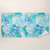ミントアクアパール金ゴールドマーブル ビーチタオル (正面)