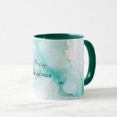 ミントアクアパール金ゴールドマーブル マグカップ (正面右)