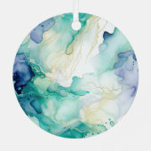 ミントアクアパール金ゴールドマーブル メタルオーナメント (裏面)