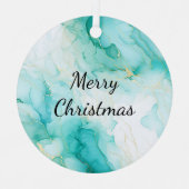 ミントアクアパール金ゴールドマーブル メタルオーナメント (正面)