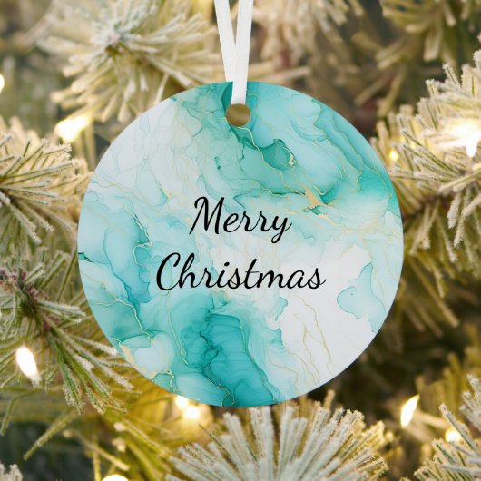 ミントアクアパール金ゴールドマーブル メタルオーナメント (インサイチュ)