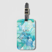 ミントアクアパール金ゴールドマーブル ラゲッジタグ (正面縦)