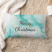 ミントアクアパール金ゴールドマーブル ランバークッション (ブランケット)