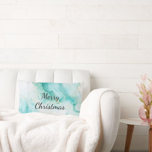 ミントアクアパール金ゴールドマーブル ランバークッション (ソファ)