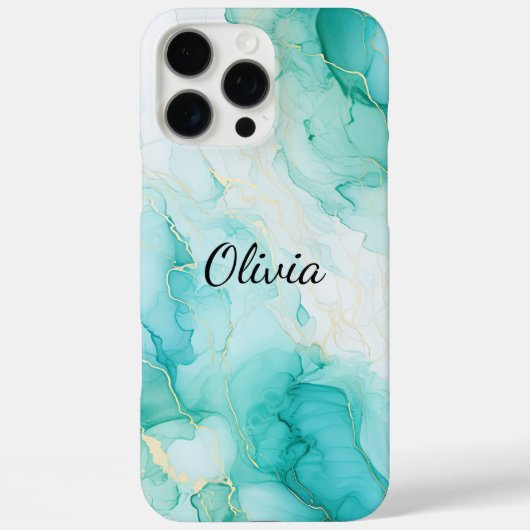 ミントアクアパール金ゴールドマーブル Case-Mate iPhoneケース (裏面)