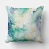 ミントアクアブルーインクマーブル クッション (正面)