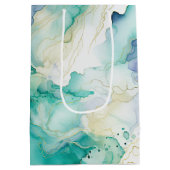 ミントアクアブルーインクマーブル ミディアムペーパーバッグ (裏面)