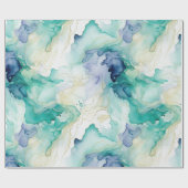 ミントアクアブルーインクマーブル ラッピングペーパー (フラット)