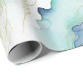 ミントアクアブルーインクマーブル ラッピングペーパー (ロールコーナー)