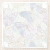 ミントアクアブルーパープル蝶 ガラスコースター (裏面)