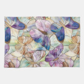 ミントアクアブルーパープル蝶 キッチンタオル (横)