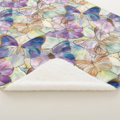 ミントアクアブルーパープル蝶 シェルパブランケット (3/4)