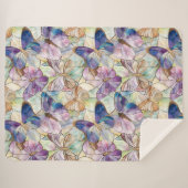 ミントアクアブルーパープル蝶 シェルパブランケット (正面(横))