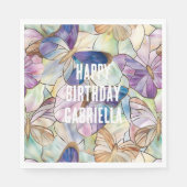 ミントアクアブルーパープル蝶 スタンダードランチョンナプキン (正面)