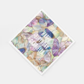 ミントアクアブルーパープル蝶 スタンダードランチョンナプキン (角)