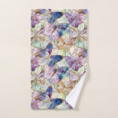 ミントアクアブルーパープル蝶 バスタオルセット (ハンドタオル)