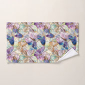 ミントアクアブルーパープル蝶 バスタオルセット (ハンドタオル)