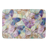 ミントアクアブルーパープル蝶 バスマット (正面)