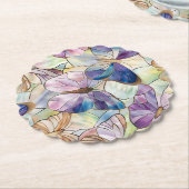 ミントアクアブルーパープル蝶 ペーパーコースター (アングル)