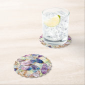ミントアクアブルーパープル蝶 ペーパーコースター (インサイチュ)