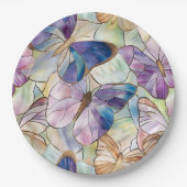 ミントアクアブルーパープル蝶 ペーパープレート (正面)